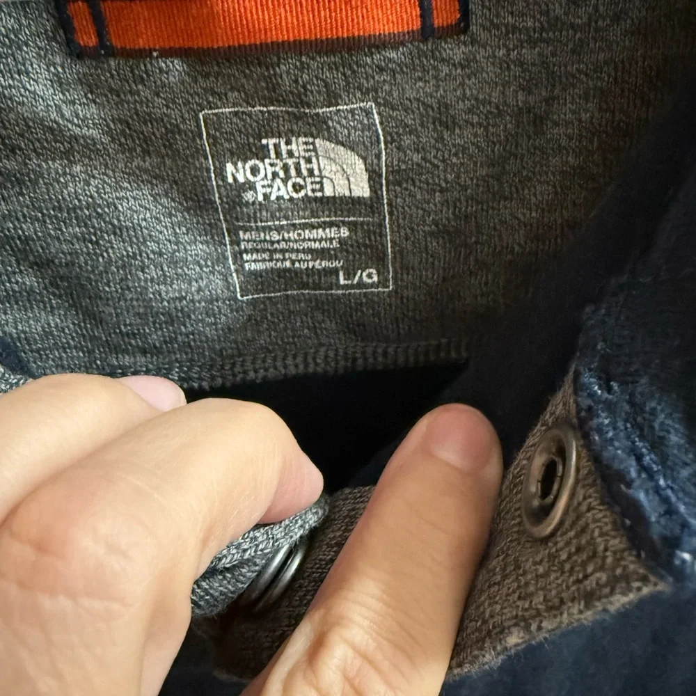 North Face Men's Navy Long Sleeve Heavyweight Tee Size Large
